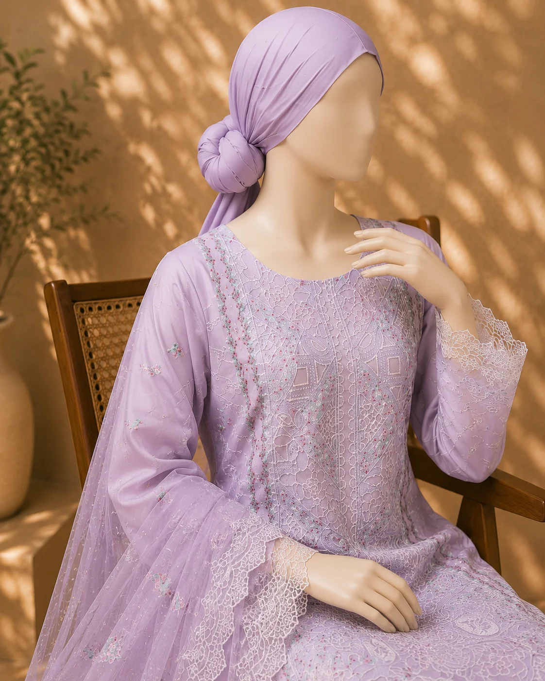 3 Piece - Embroidered COTTON  Suit Hover