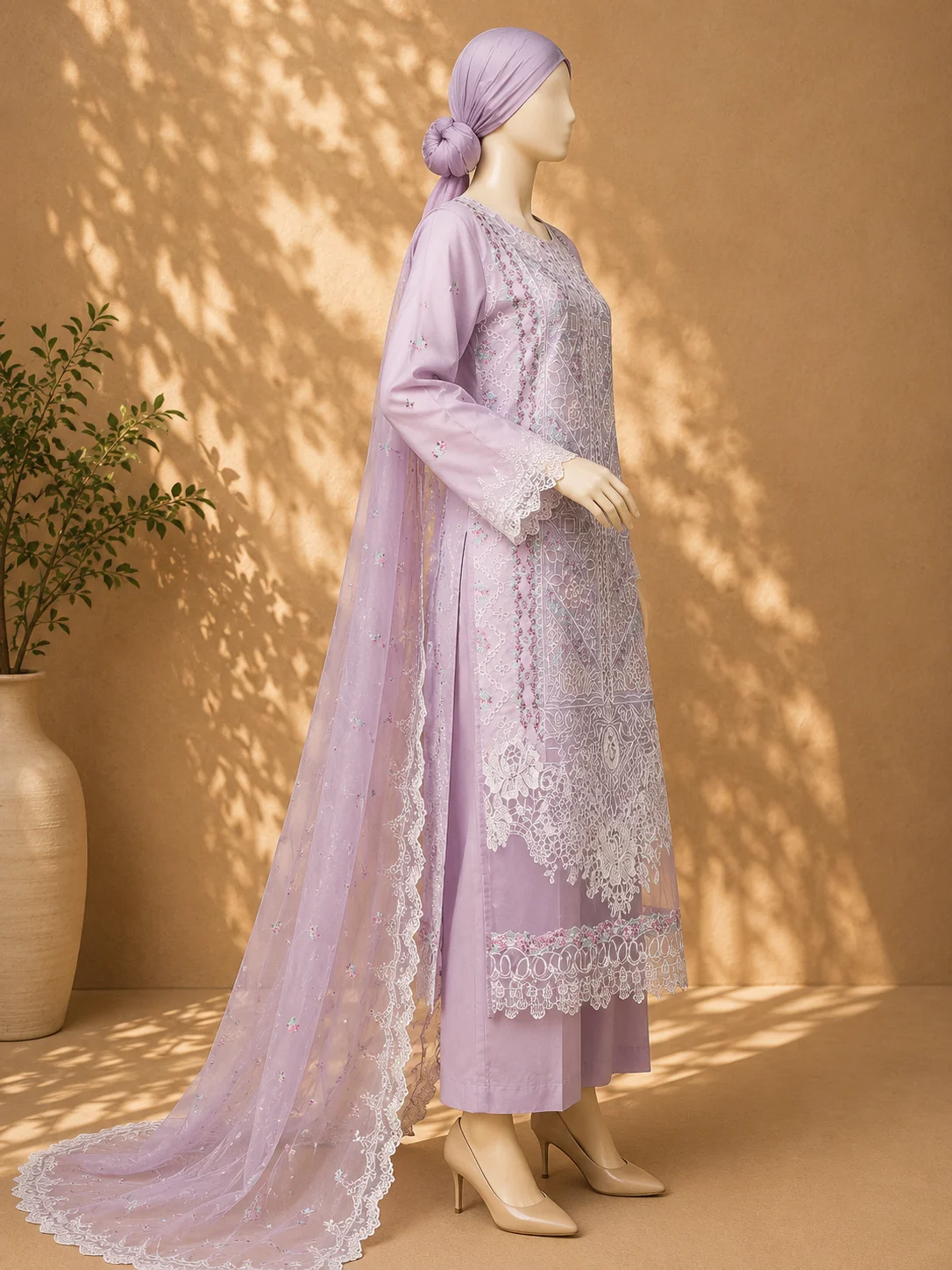 3 Piece - Embroidered COTTON  Suit - Image 4
