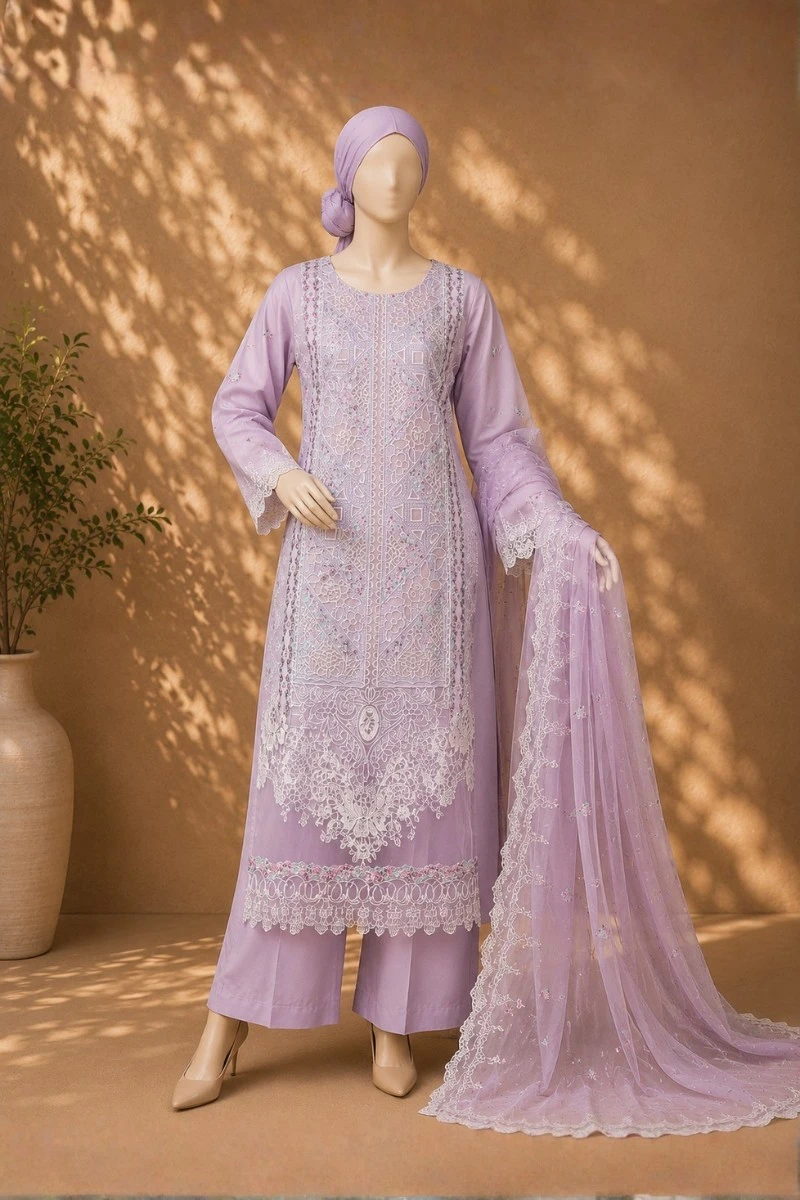 3 Piece - Embroidered COTTON  Suit