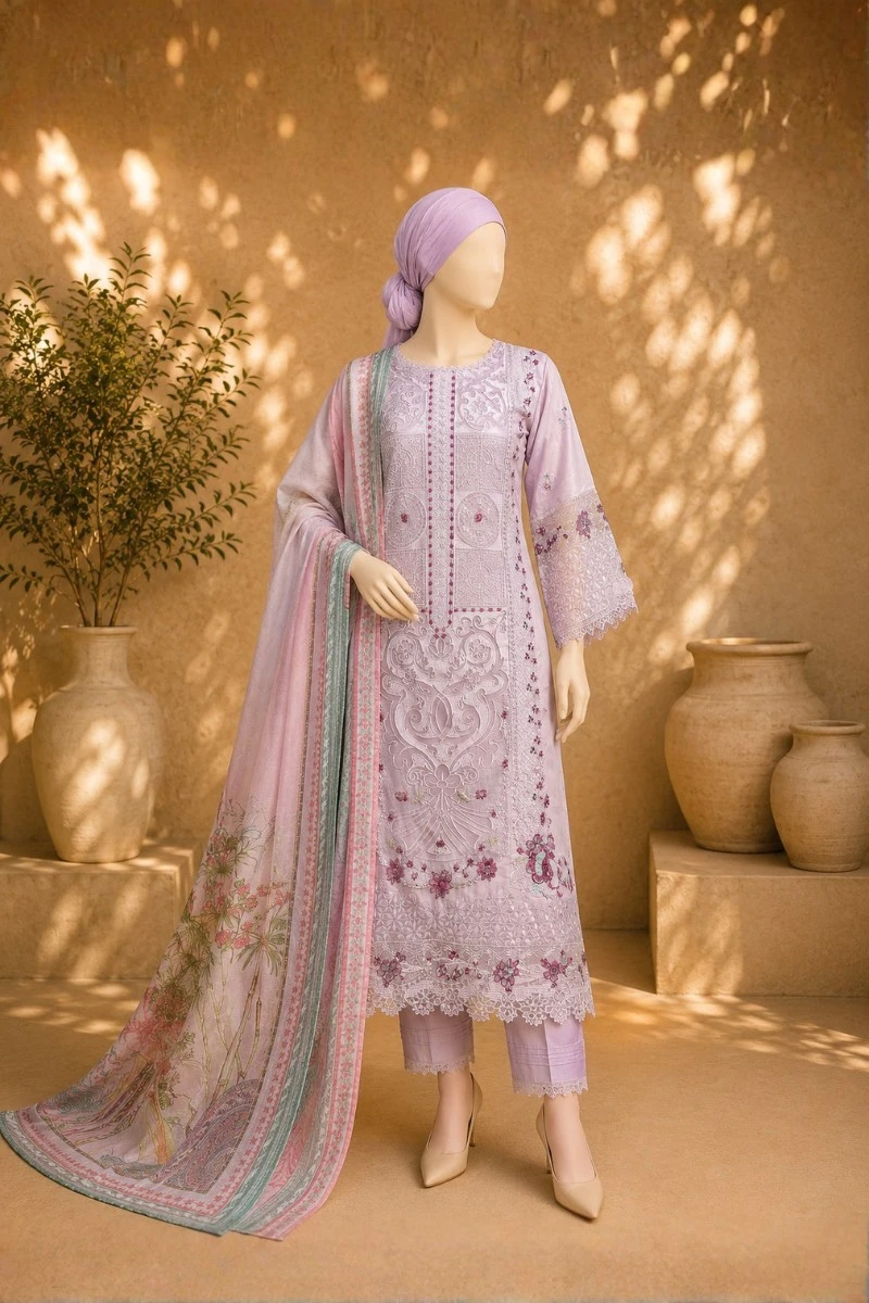 3 Piece - Embroidered COTTON SUIT