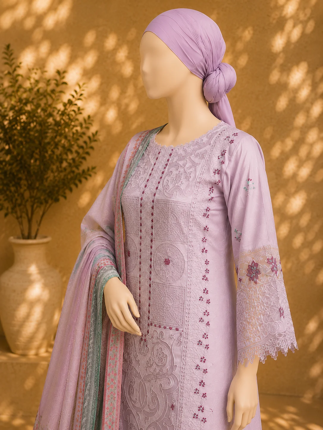 3 Piece - Embroidered COTTON SUIT Hover