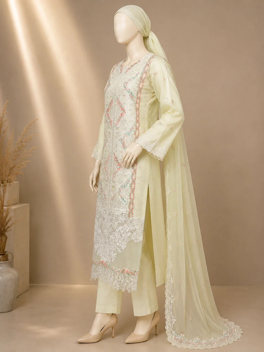 3 Piece - Embroidered COTTON SUIT - Image 4