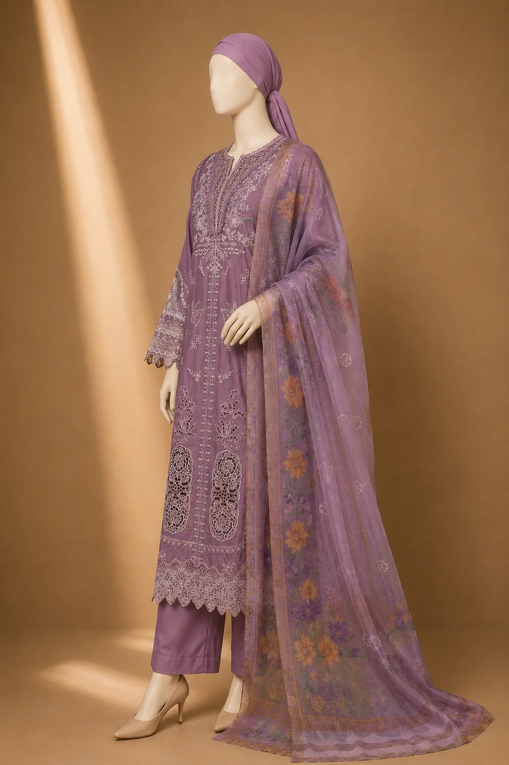 3 Piece - Embroidered COTTON SUIT - Image 4