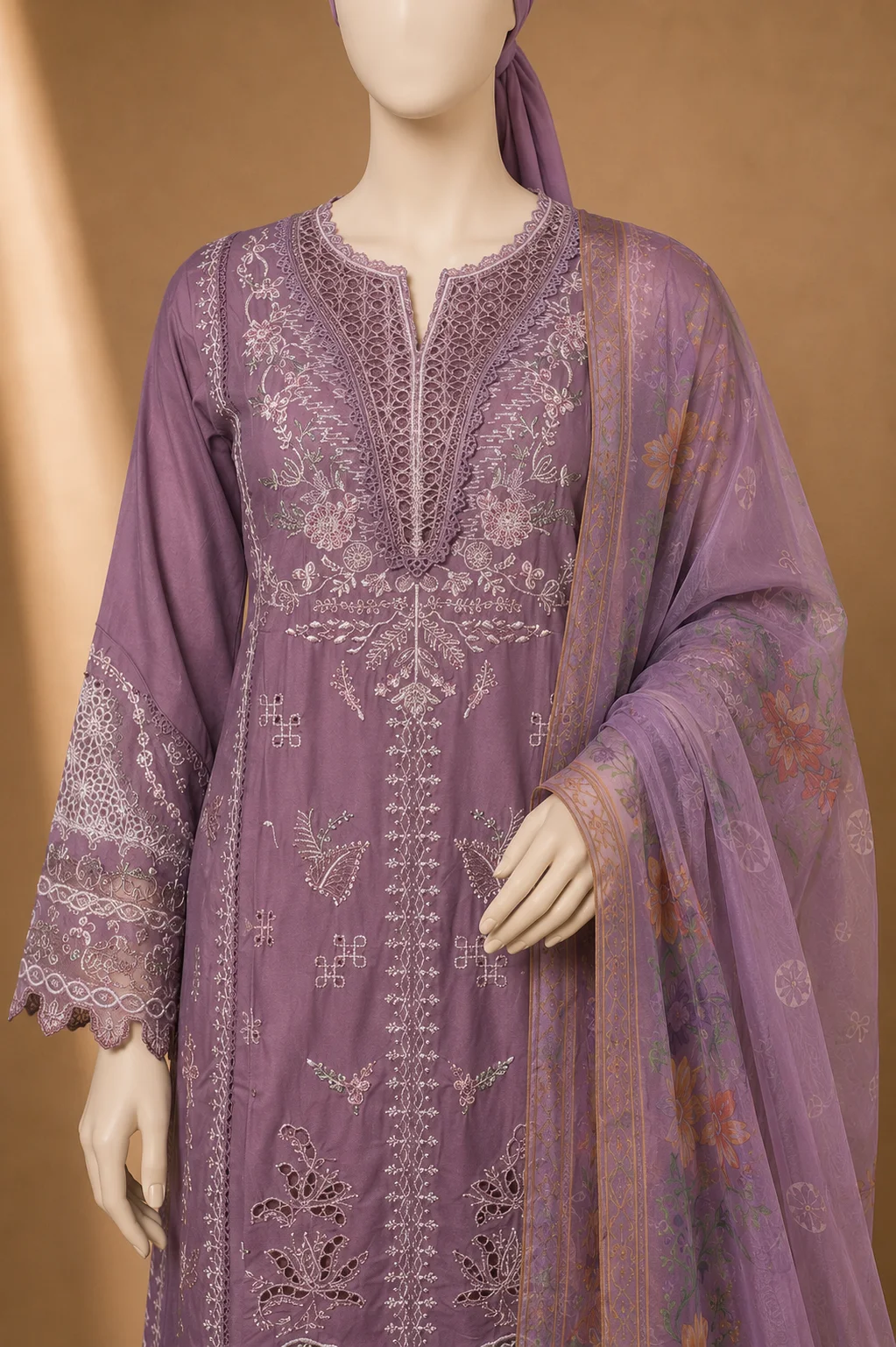 3 Piece - Embroidered COTTON SUIT Hover