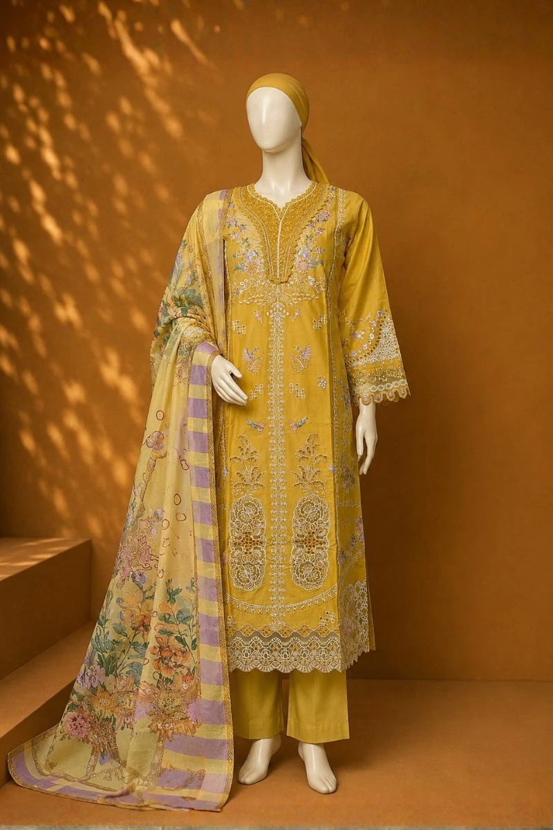 3 Piece - Embroidered cotton Suit
