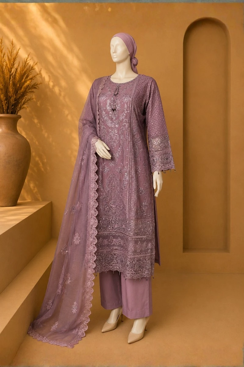 3 Piece - Embroidered cotton Suit