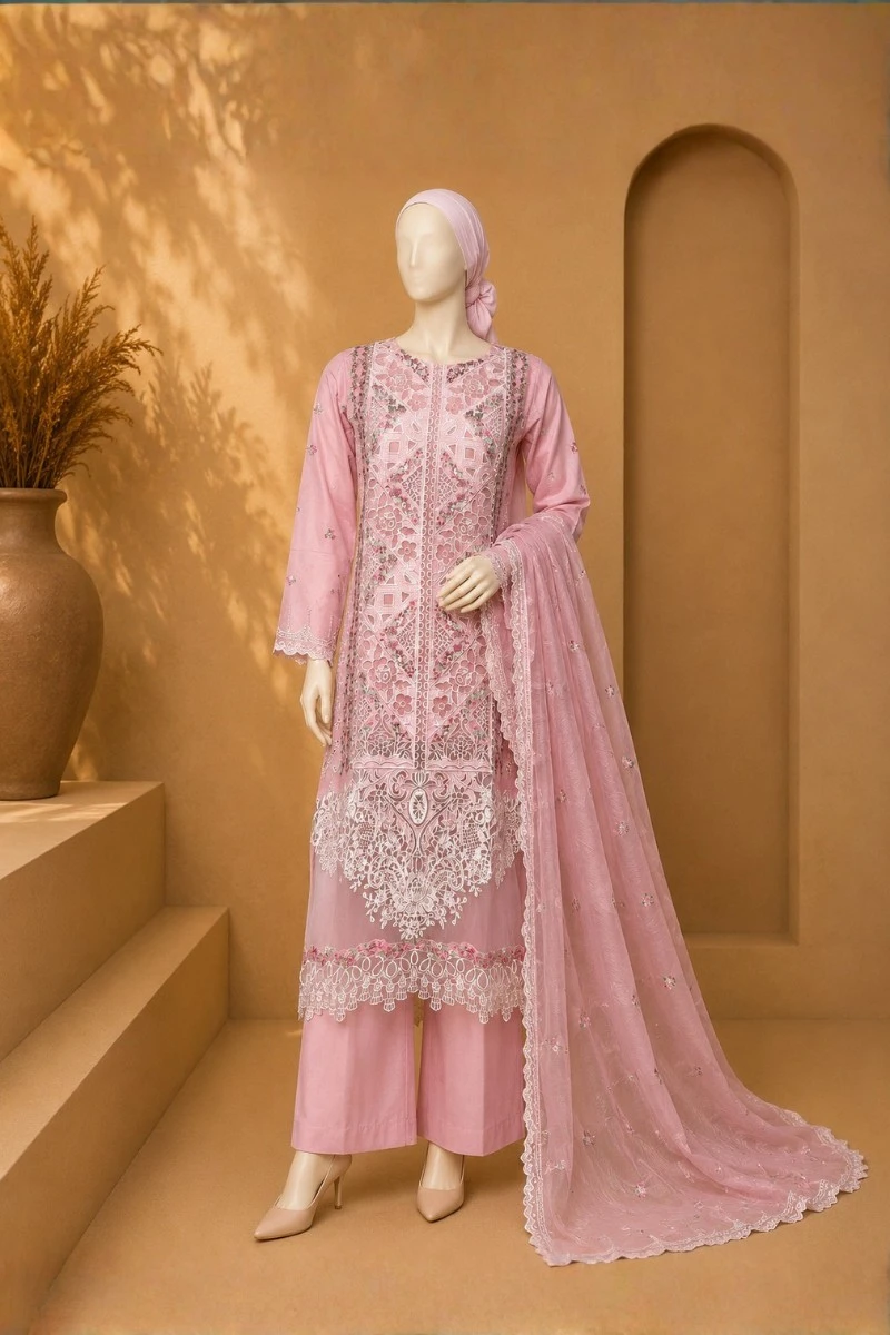 3 Piece - Embroidered cotton Suit
