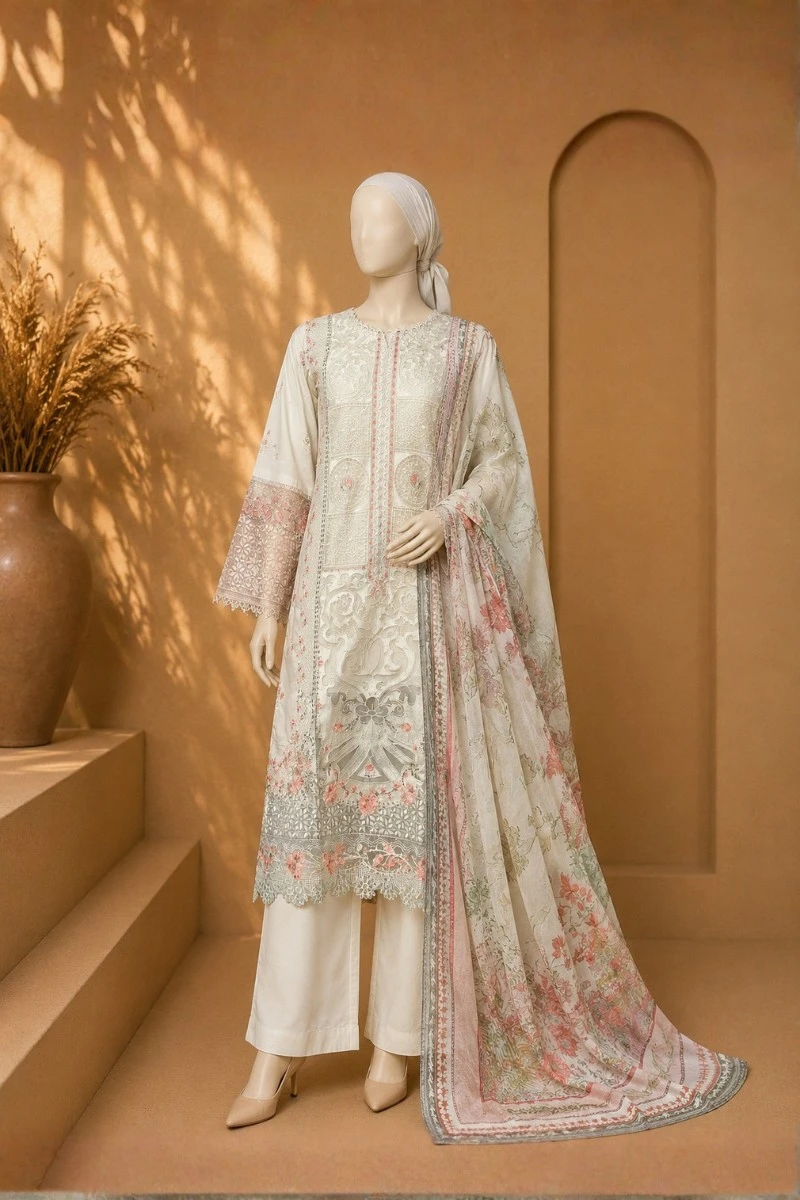 3 Piece - Embroidered cotton Suit