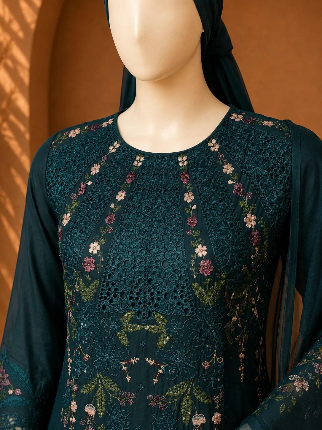 3 Piece - Embroidered cotton Suit Hover