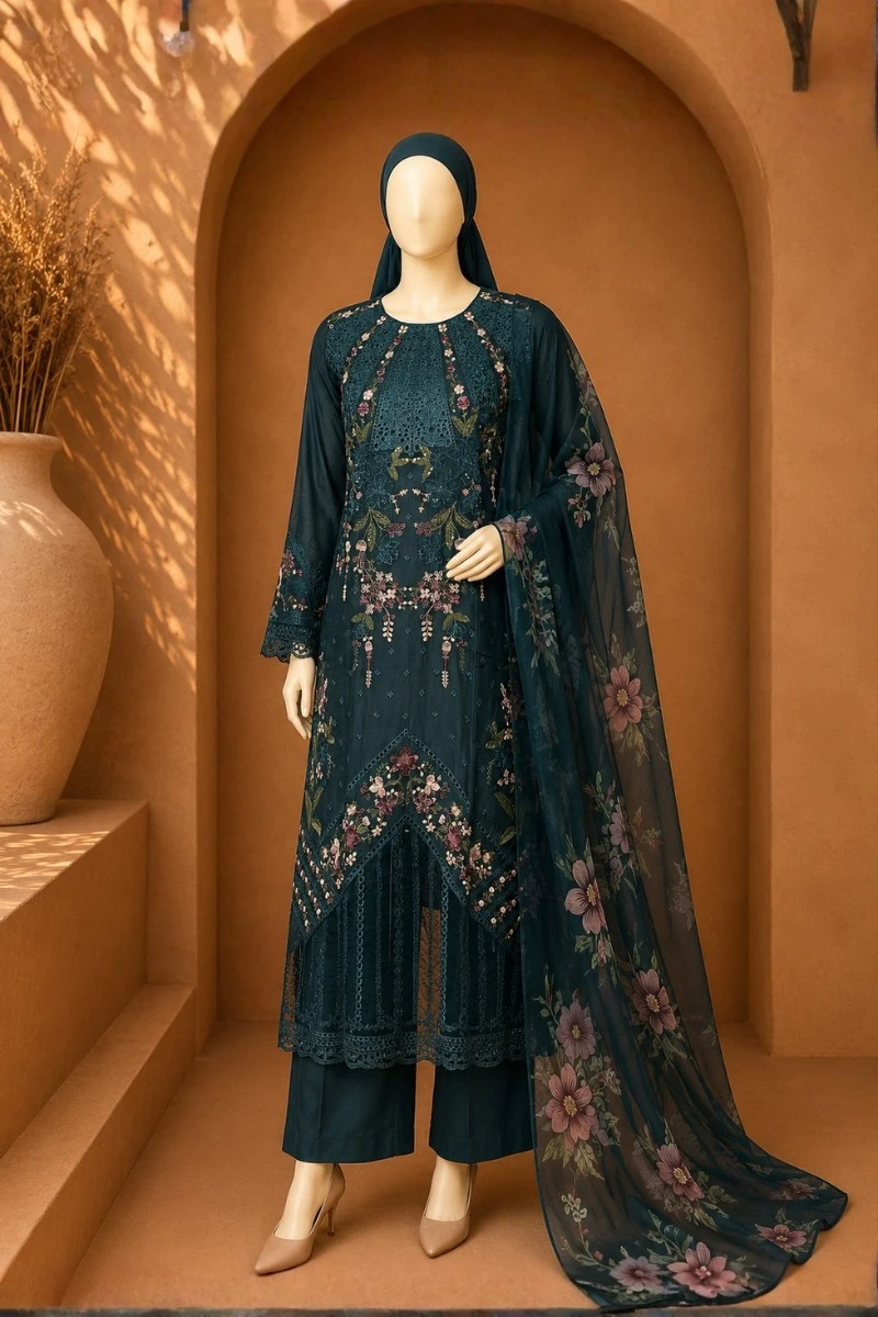 3 Piece - Embroidered cotton Suit