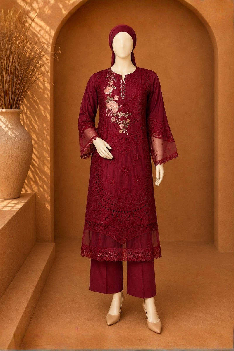 3 Piece - Embroidered cotton Suit