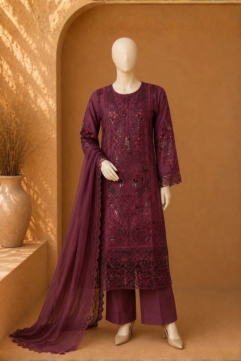 3 Piece - Embroidered cotton Suit