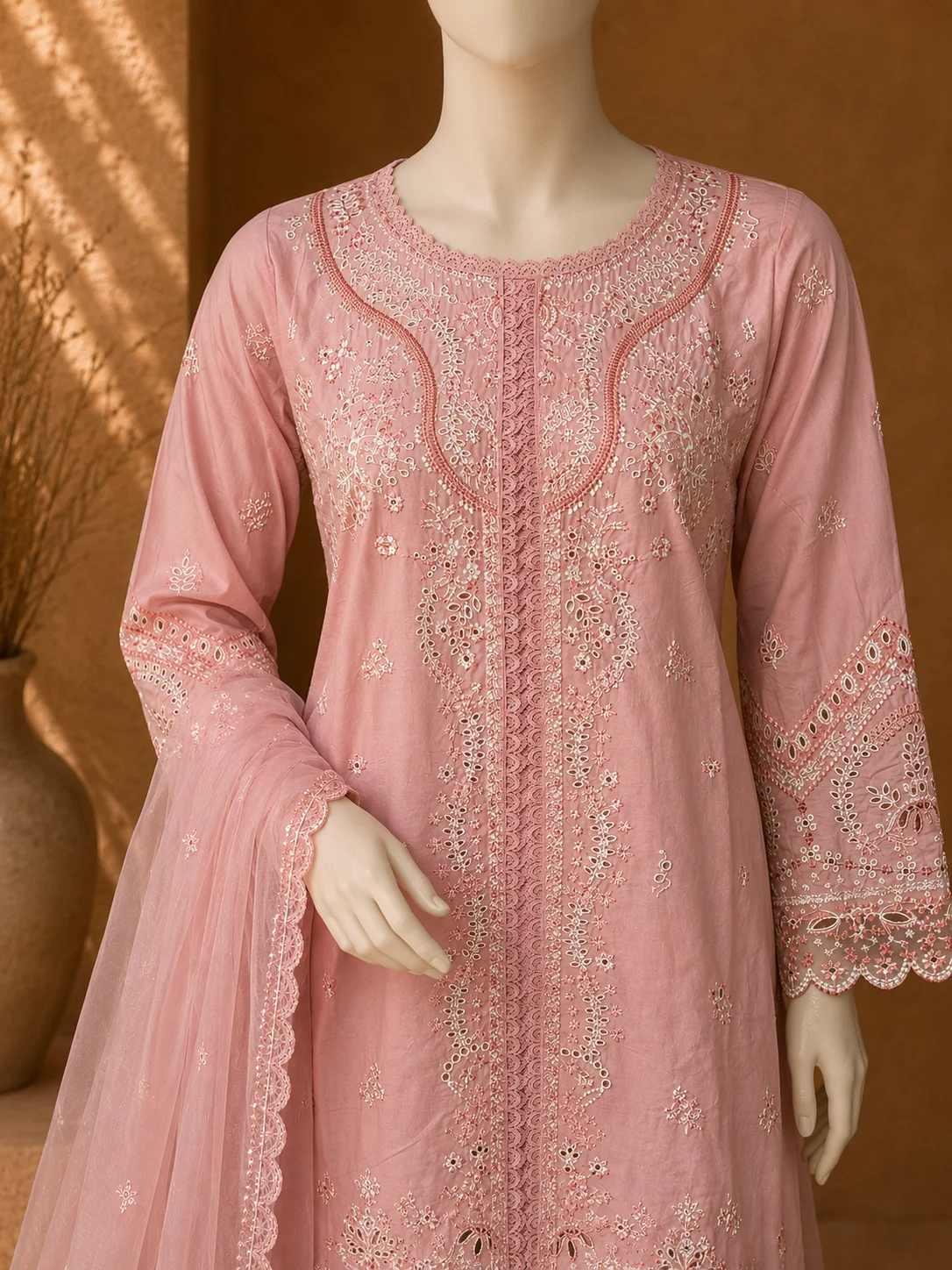 3 Piece - Embroidered cotton Suit Hover