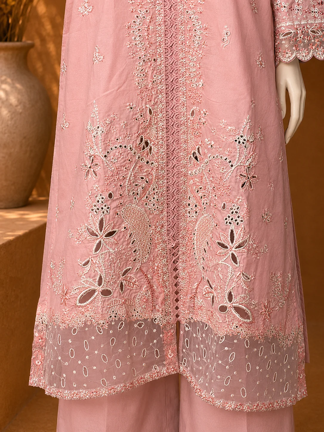 3 Piece - Embroidered cotton Suit - Image 3