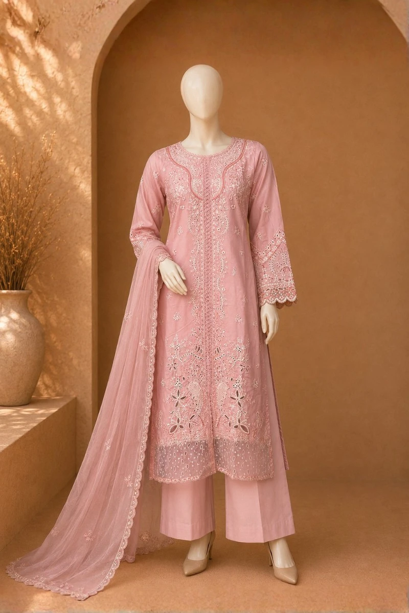 3 Piece - Embroidered cotton Suit