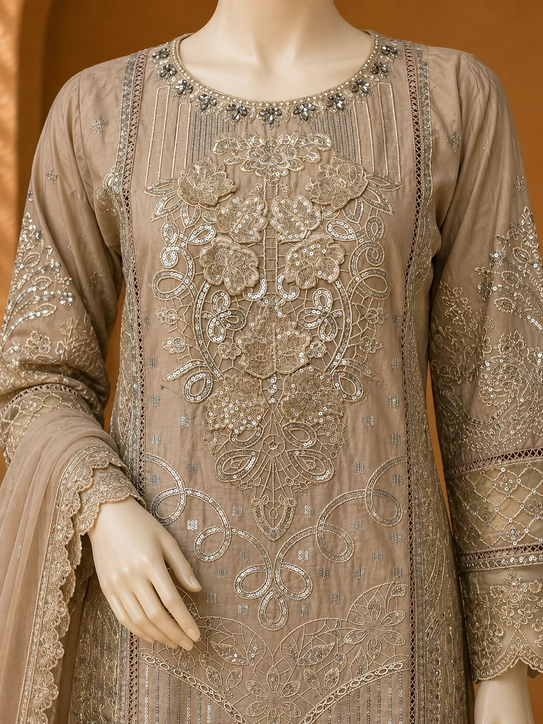 3 Piece - Embroidered cotton Suit Hover