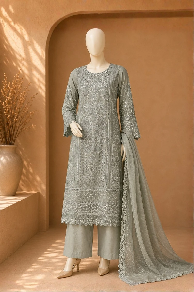 3 Piece - Embroidered cotton Suit