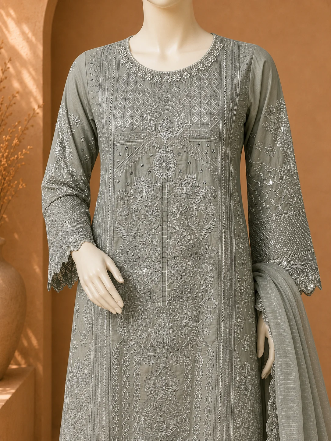 3 Piece - Embroidered cotton Suit Hover