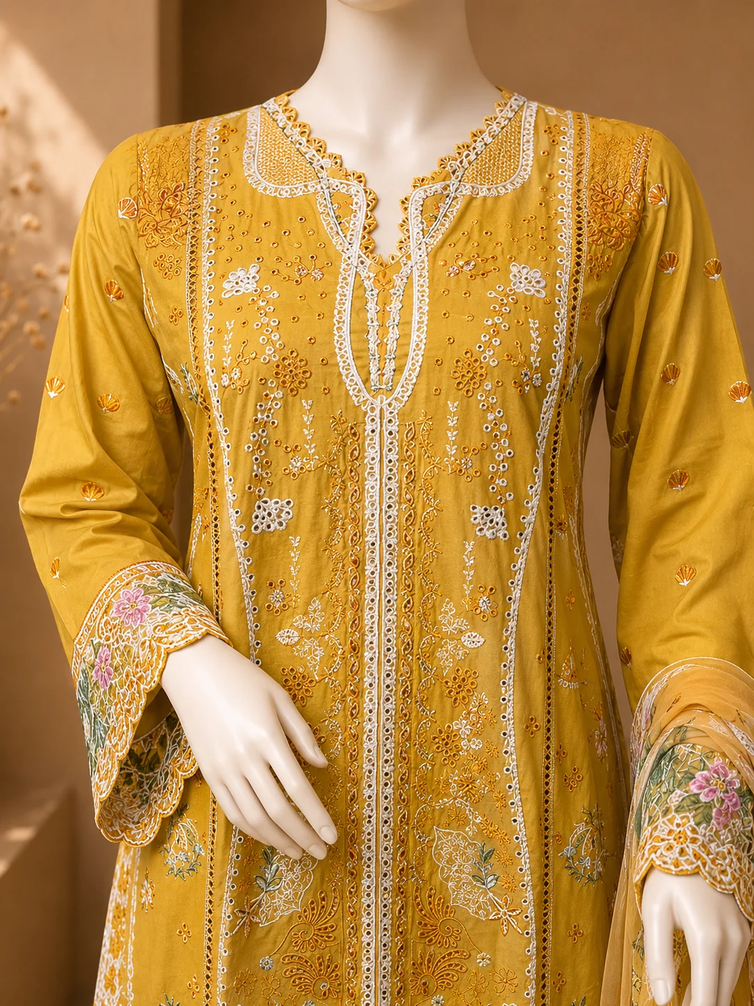 3 Piece - Embroidered cotton Suit Hover