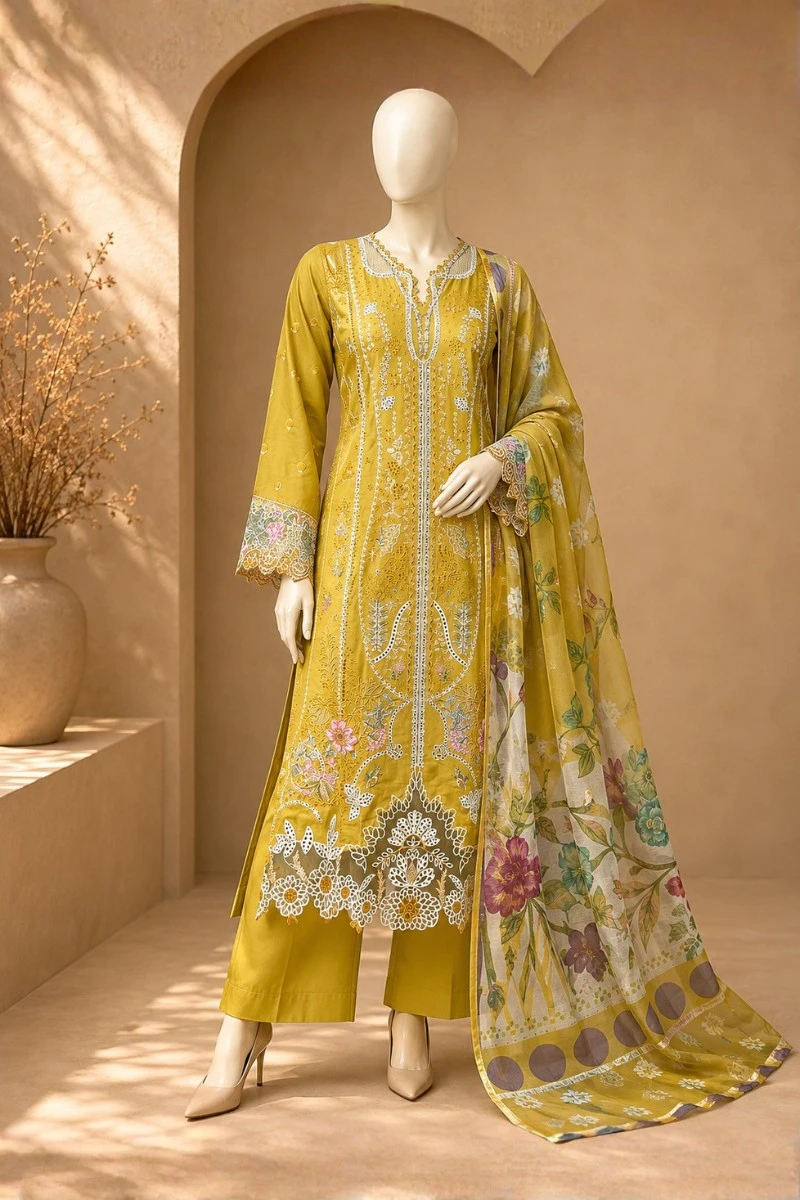 3 Piece - Embroidered cotton Suit
