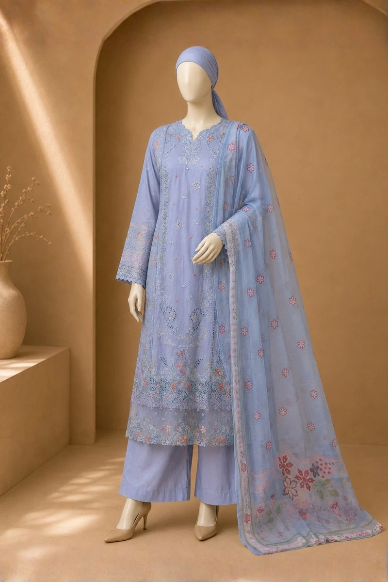 3 Piece - Embroidered cotton Suit
