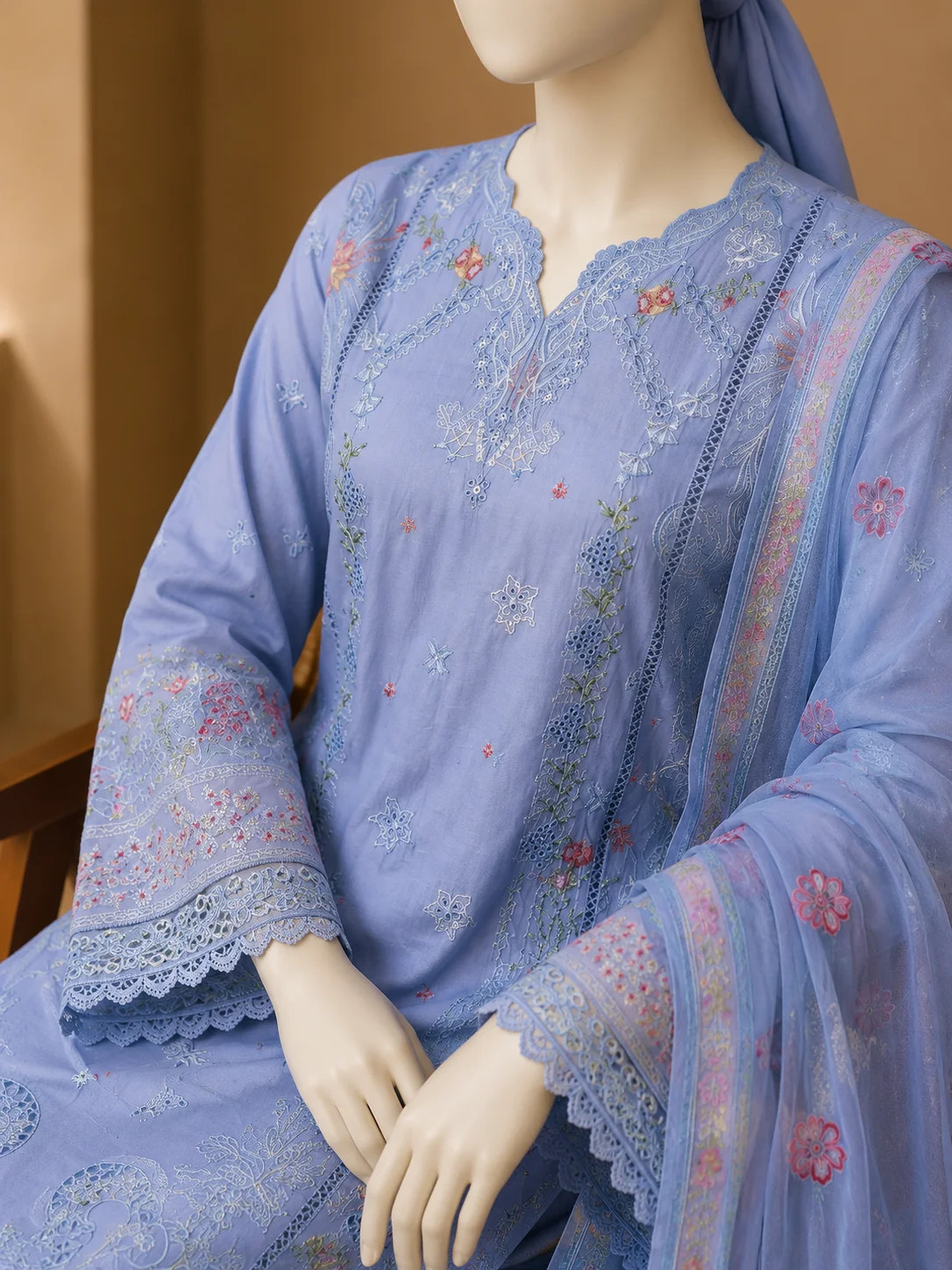 3 Piece - Embroidered cotton Suit Hover