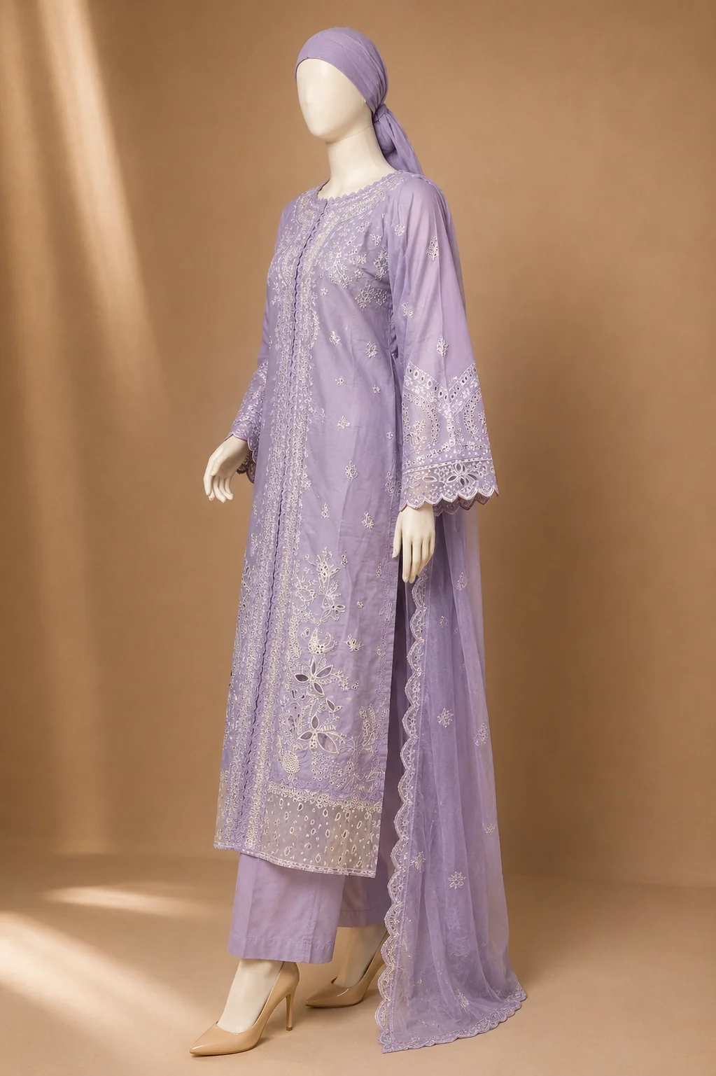 3 Piece - Embroidered cotton Suit - Image 4