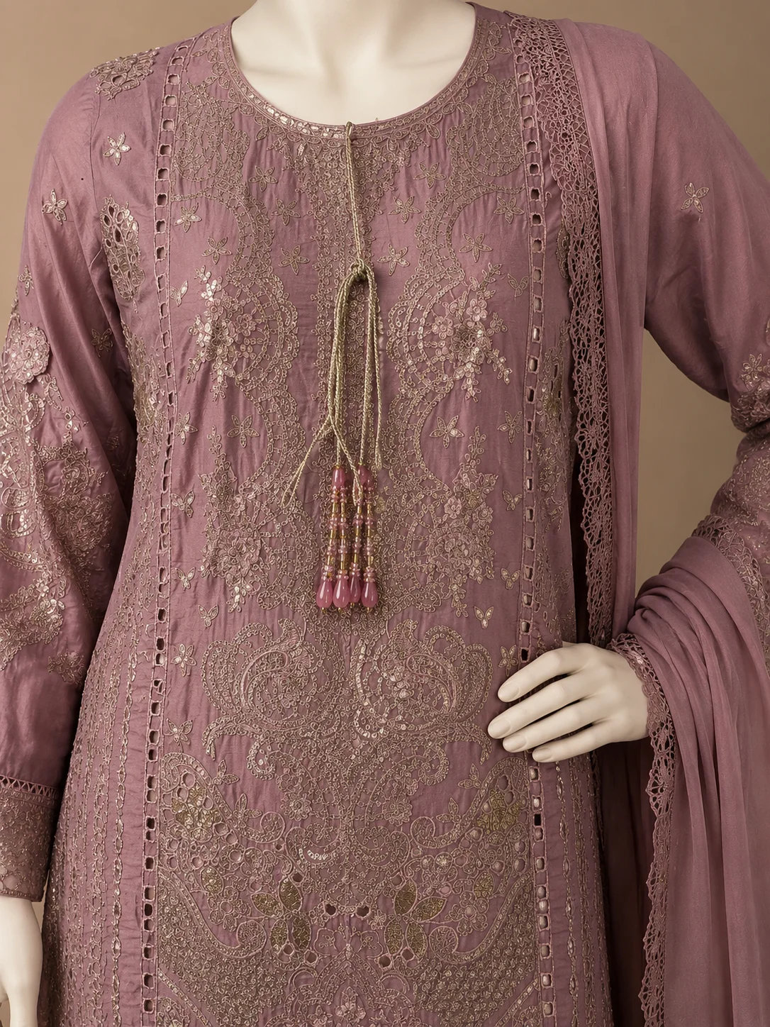 3 Piece - Embroidered cotton Suit Hover