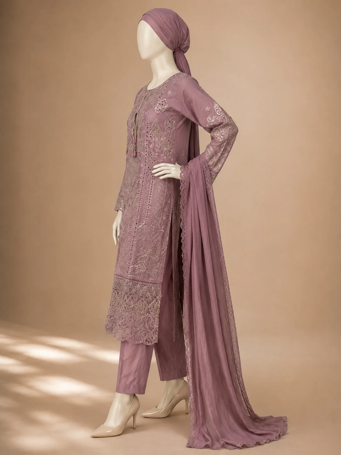 3 Piece - Embroidered cotton Suit - Image 4