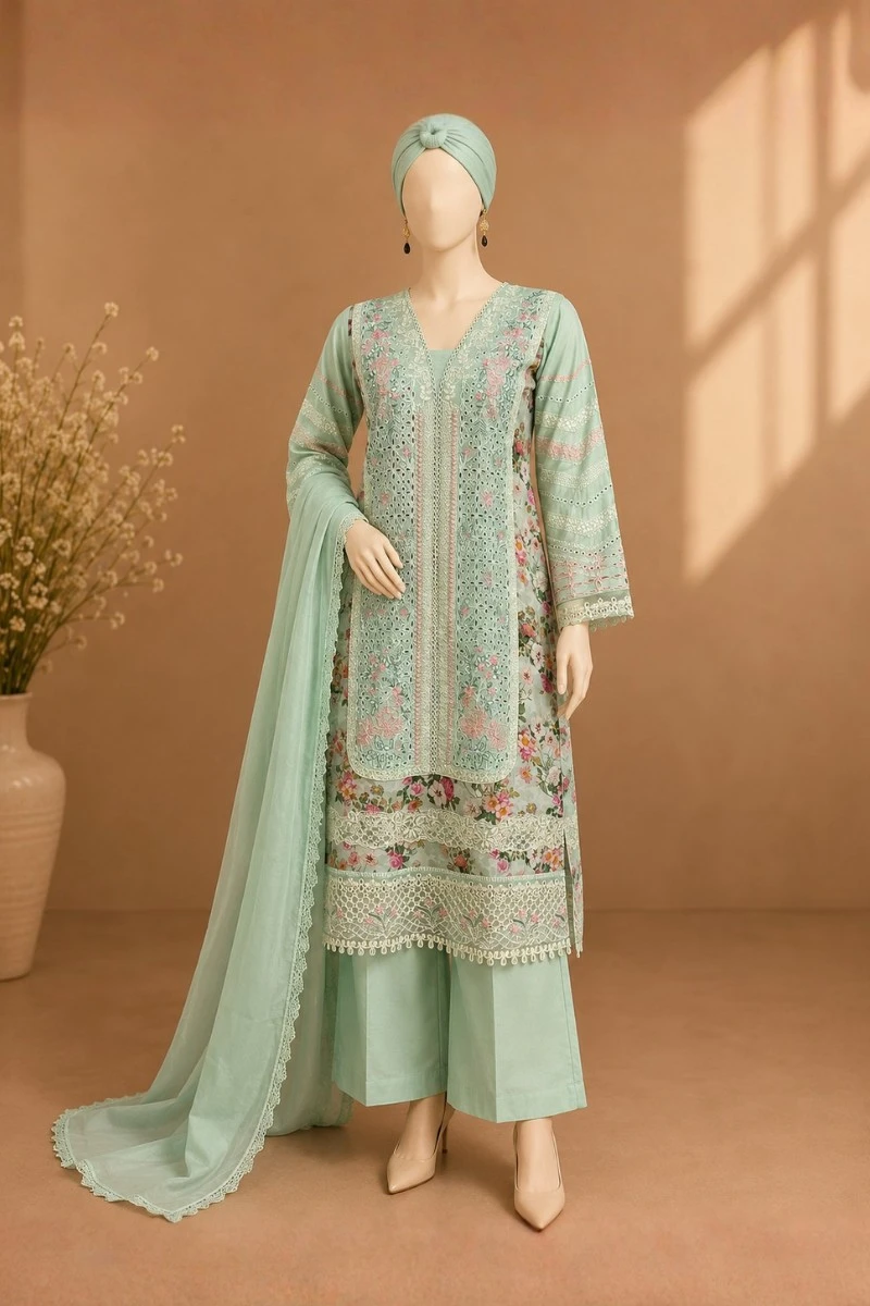 3 Piece - Embroidered cotton Suit
