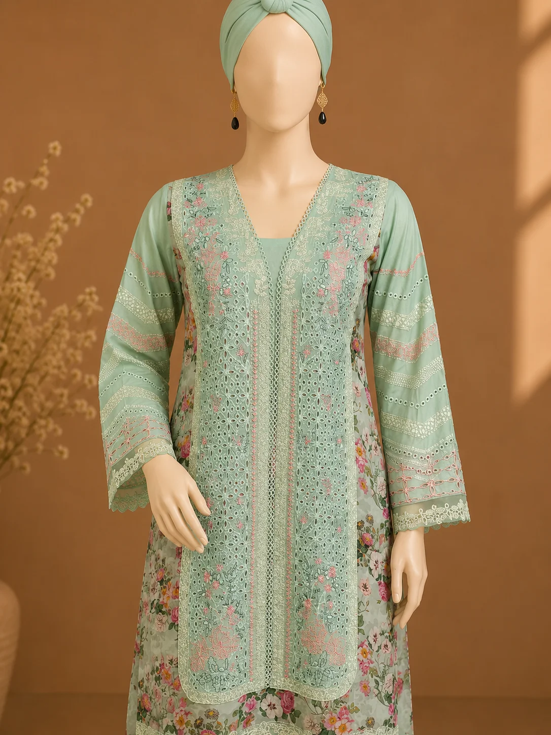 3 Piece - Embroidered cotton Suit Hover