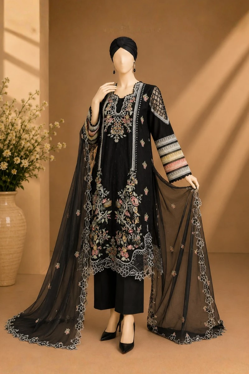 3 Piece - Embroidered cotton Suit