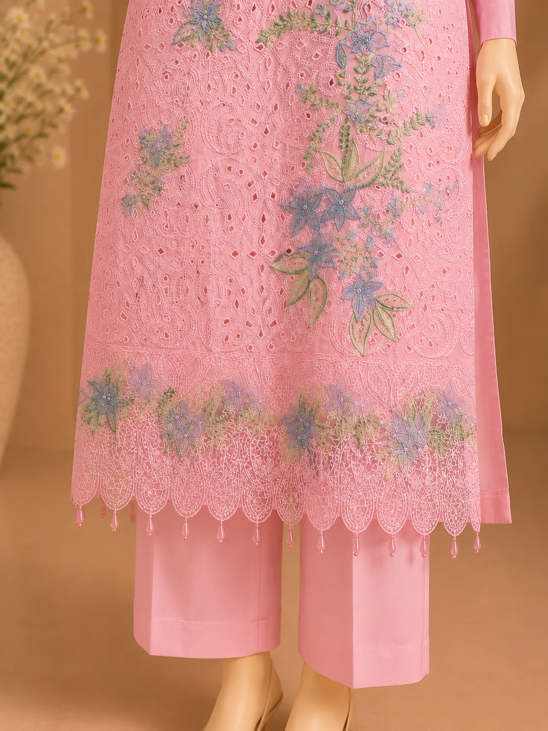3 Piece - Embroidered cotton Suit - Image 3
