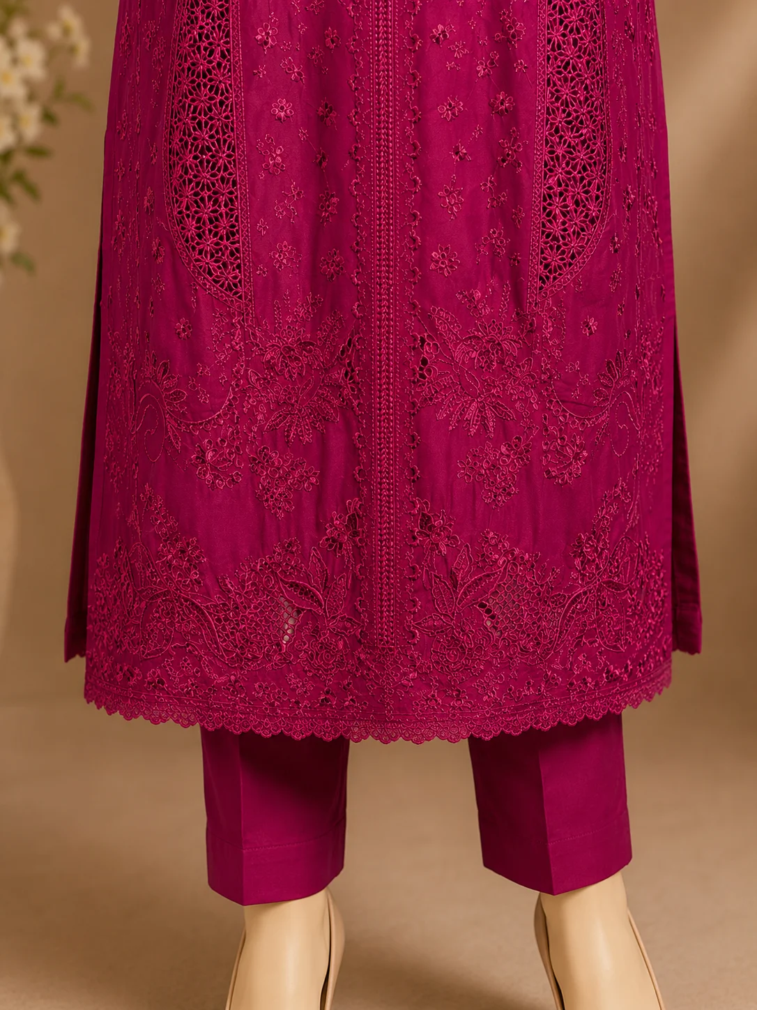 3 Piece - Embroidered cotton Suit - Image 3