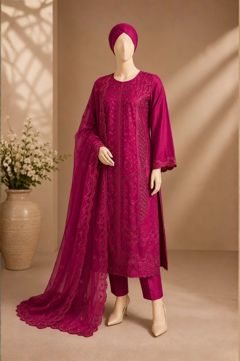 3 Piece - Embroidered cotton Suit
