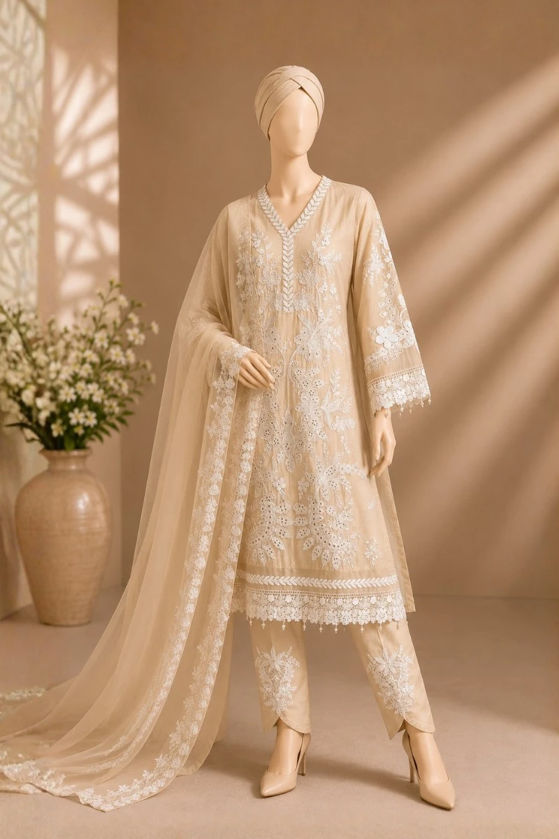 3 Piece - Embroidered cotton Suit