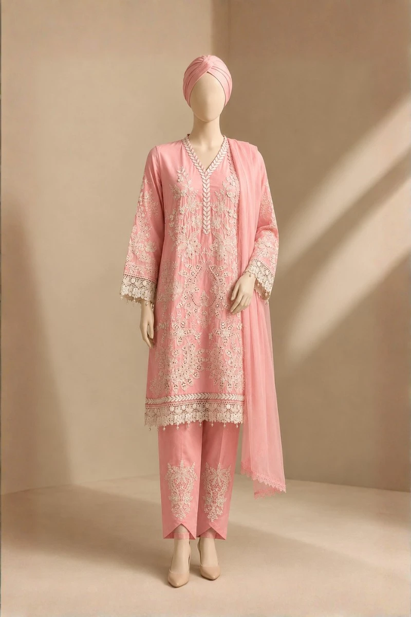 3 Piece - Embroidered cotton Suit