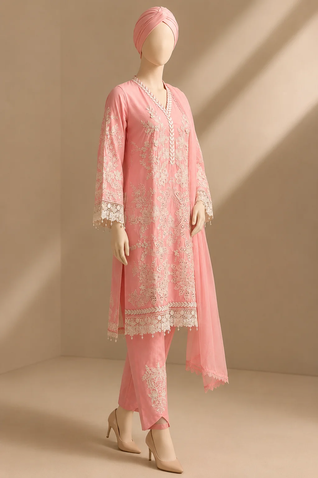 3 Piece - Embroidered cotton Suit - Image 4