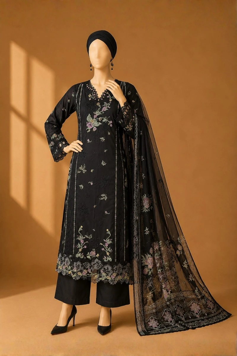 3 Piece - Embroidered cotton Suit
