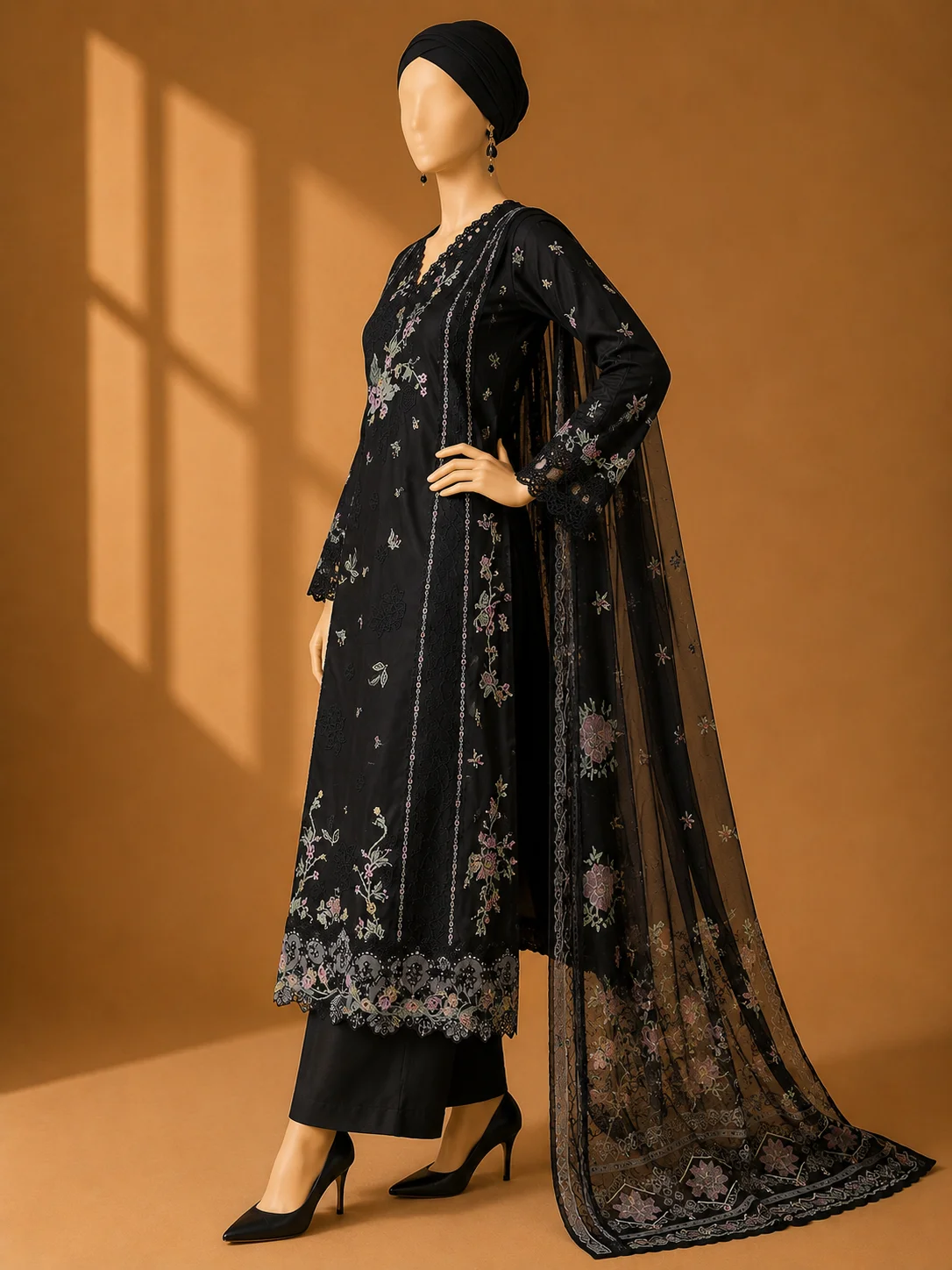 3 Piece - Embroidered cotton Suit - Image 4
