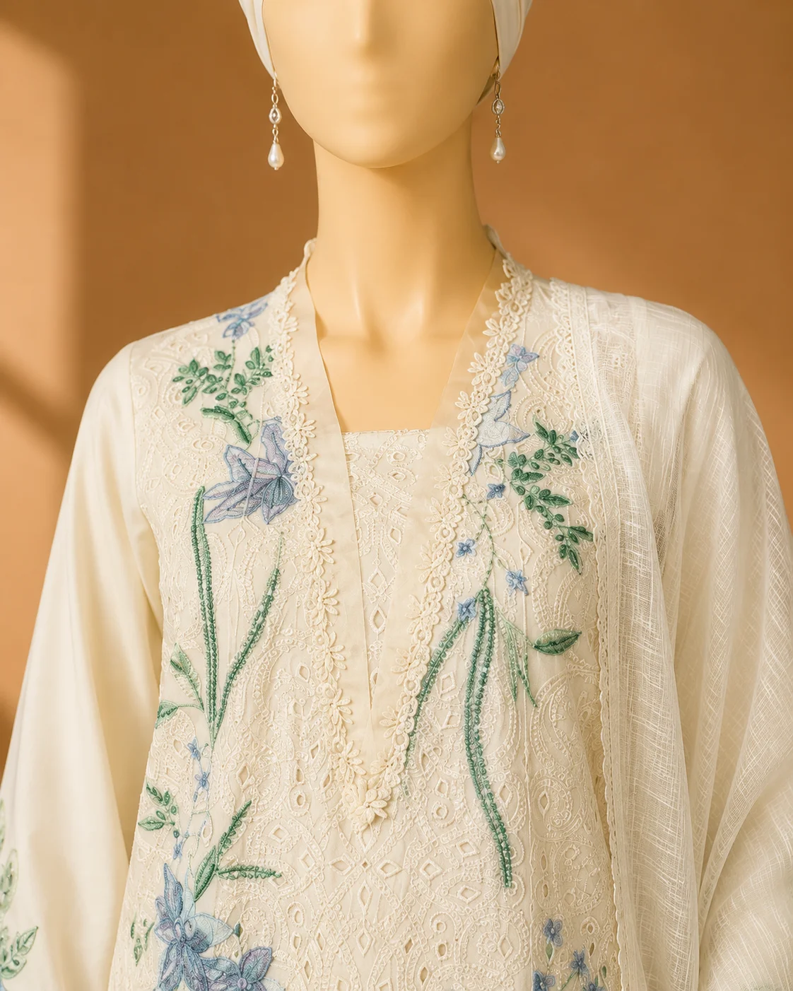 3 Piece - Embroidered cotton Suit Hover