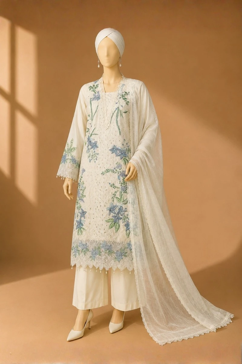 3 Piece - Embroidered cotton Suit