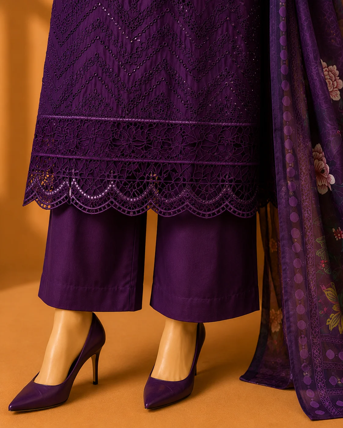 3 Piece - Embroidered cotton Suit - Image 3