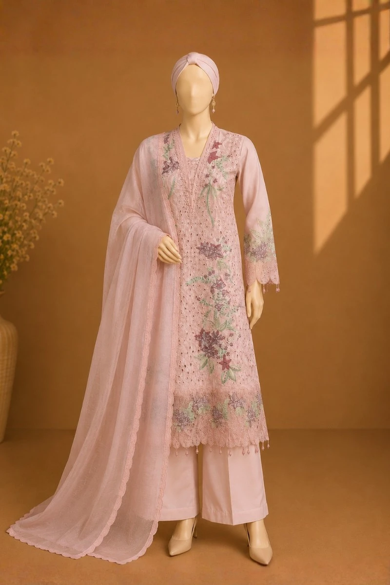 3 Piece - Embroidered cotton Suit