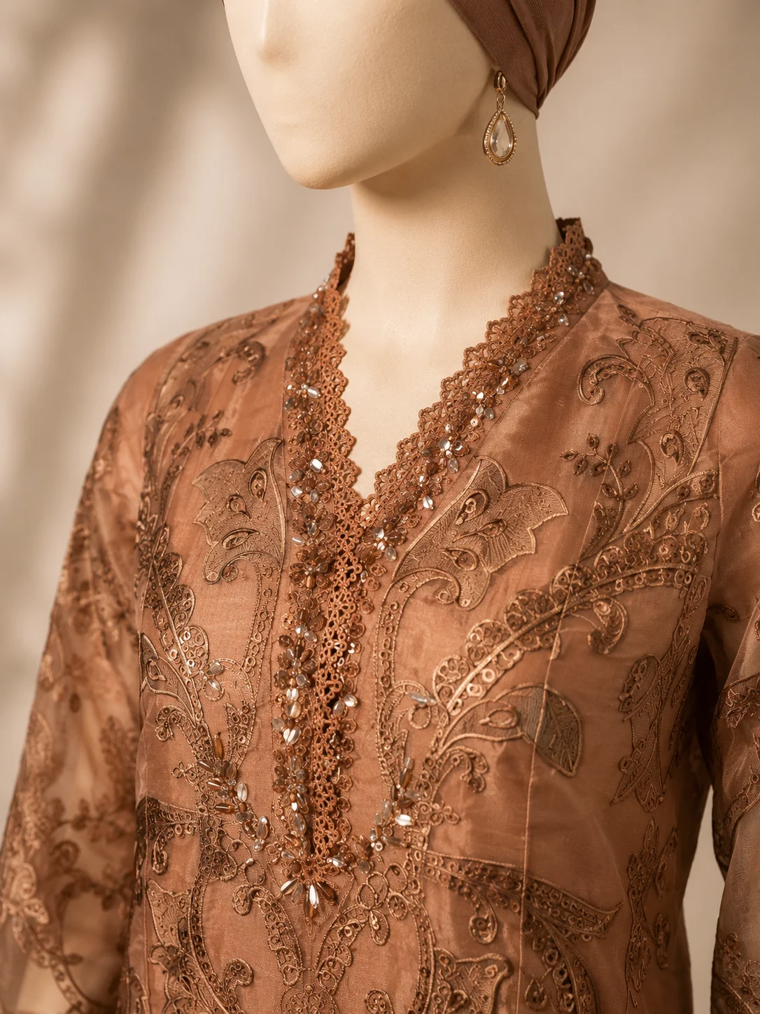 3 Piece - Embroidered Organza Suit - Alternate View