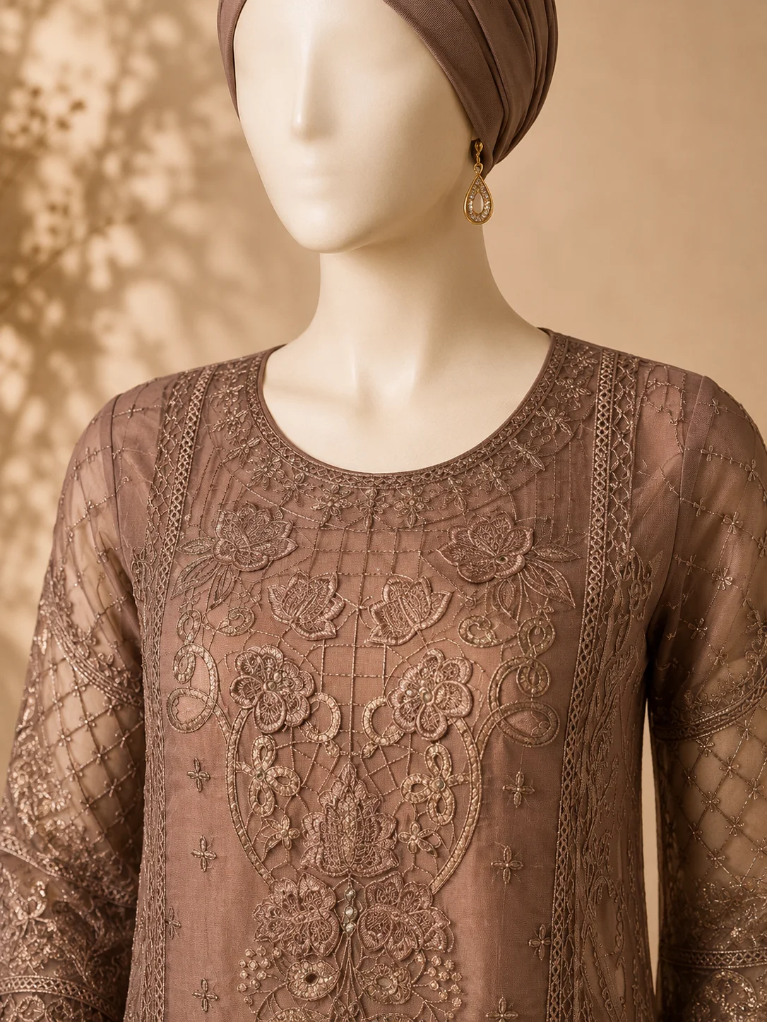 3 Piece - Embroidered Organza Suit - Alternate View