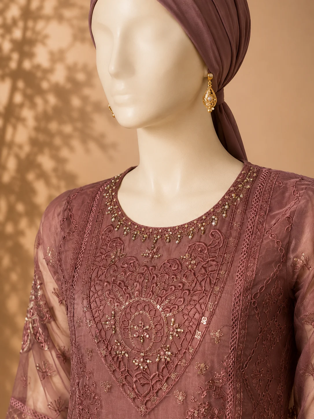 3 Piece - Embroidered Organza Suit - Alternate View