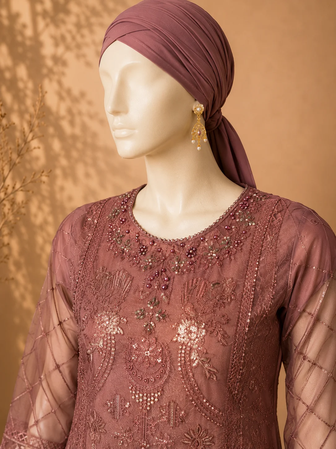 3 Piece - Embroidered Organza Suit - Alternate View