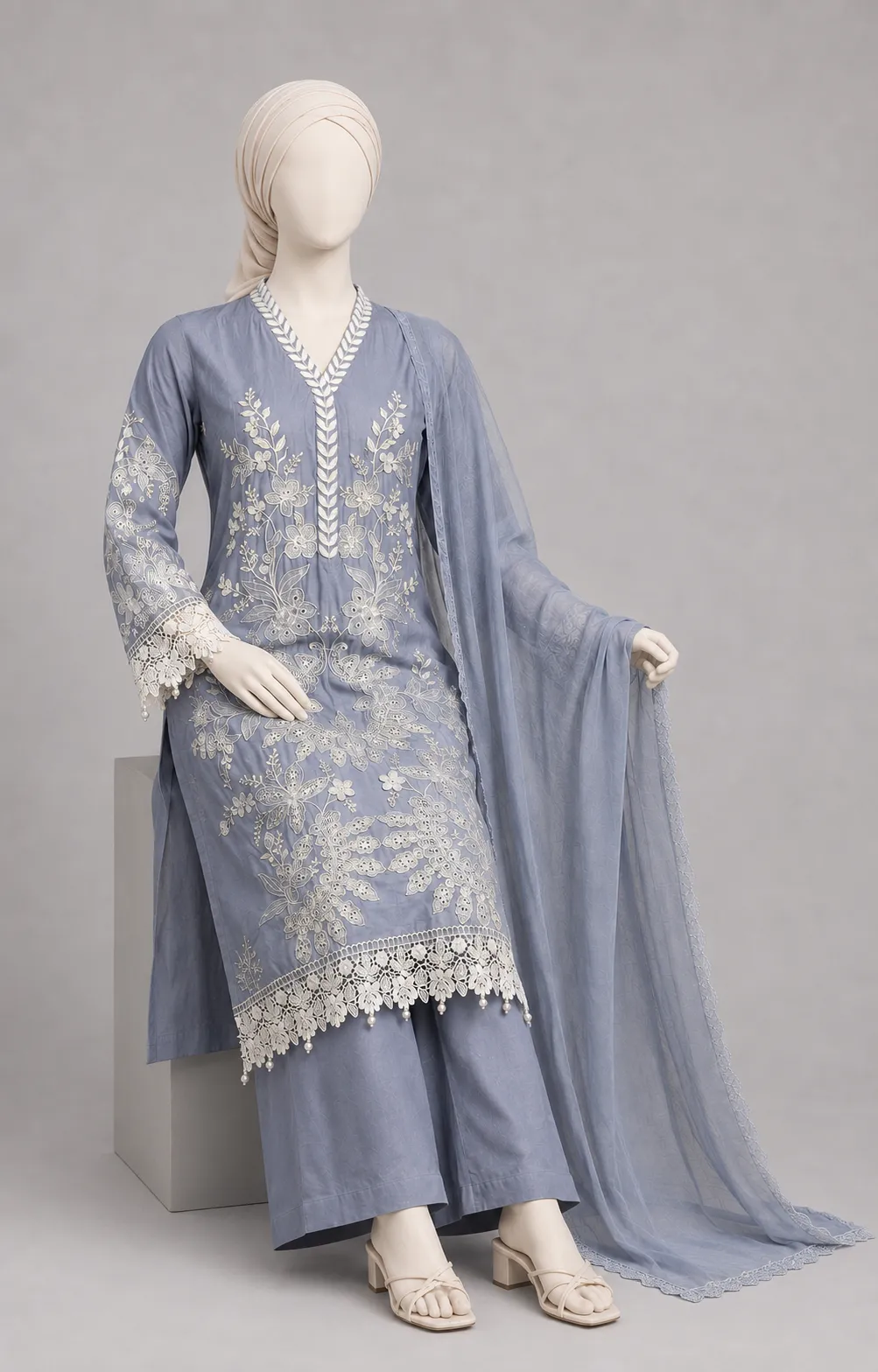 3 Piece - Embroidered COTTON SUIT - Image 4