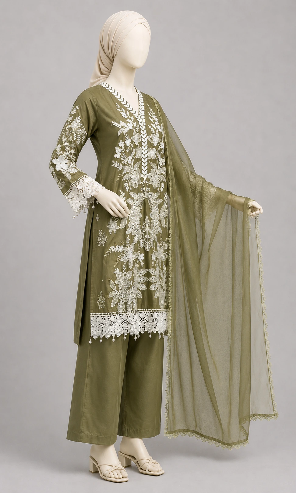 3 Piece - Embroidered COTTON SUIT - Alternate View